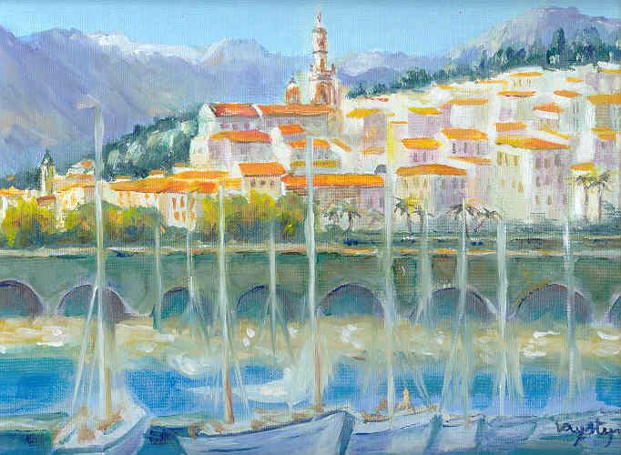 Vieux port de Menton, par Krystyna Umiastowska